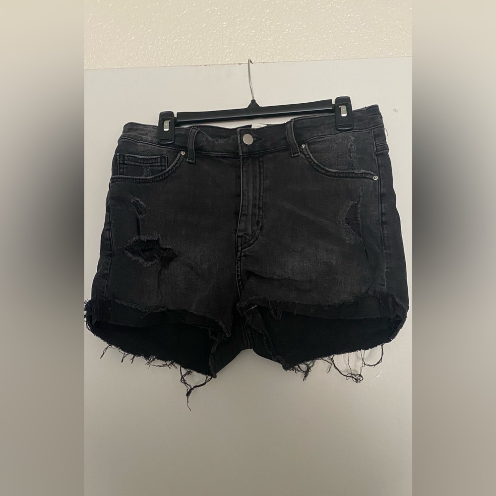 H&M Black Distressed Jean Shorts
